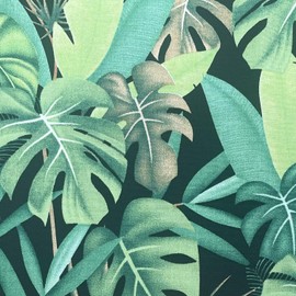 Wholesale Fabrics 100% Cotton Fabric - Green Tropical Palm Leaf on Black - Craft Fabric Material Metre, 44'' Wide