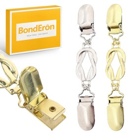 BondEron Women's Cardigan Clips Set, Practical Fasteners for Open Cardigans & Jackets, Sweater Clip & Dress Clips, Golden Silver, Pack of 2
