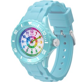 Honey's Heaven Children's Watch Boys and Girls - Cute Quartz Watch with Fashionable Nylon Strap and Learning Dial - Analogue Learning Watch for Learning Time, lightblue, Strap.