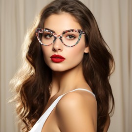 BONCAMOR 6 Pack Fashion Cat Eye Reading Glasses for Women Blue Light Blocking Oversized Spring Hinges Computer Readers (6 Mix Color, 2.5, Diopters)