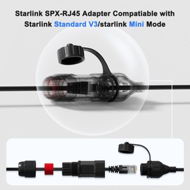 Klutchtech Starlink Ethernet Adapter Gen 3/Starlink Mini, Starlink Cable SPX to RJ45 Adapter for Starlink Standard V3/Mini Dish and Router Black (2PCS)