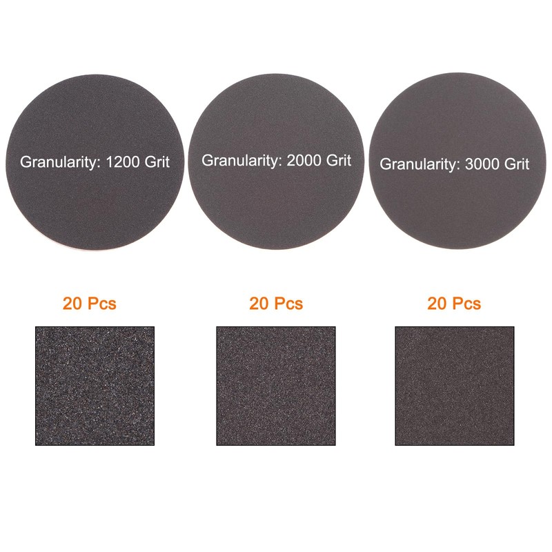 Sourcing Map 60pcs 3 Inch Sanding Sponge Set, 1200/2000/3000 Grit,