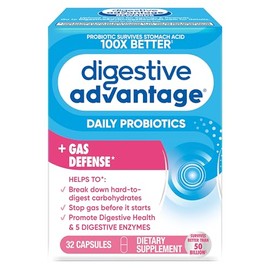 Digestive Advantage Gas Defense, Daily Probiotics for Women & Men Digestive Health with 5 Digestive Enzymes, Supports Gut Health & Stops Gas Before St