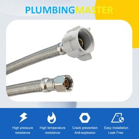 (2pcs 36 inch) PLUMBINGMASTER Toilet Water Supply Line,3/8" Comp x 7/8" BC Braided Stainless Steel Toilet Supply Line,Toilet Connector Hose with Anti-Leaking Brass Nut
