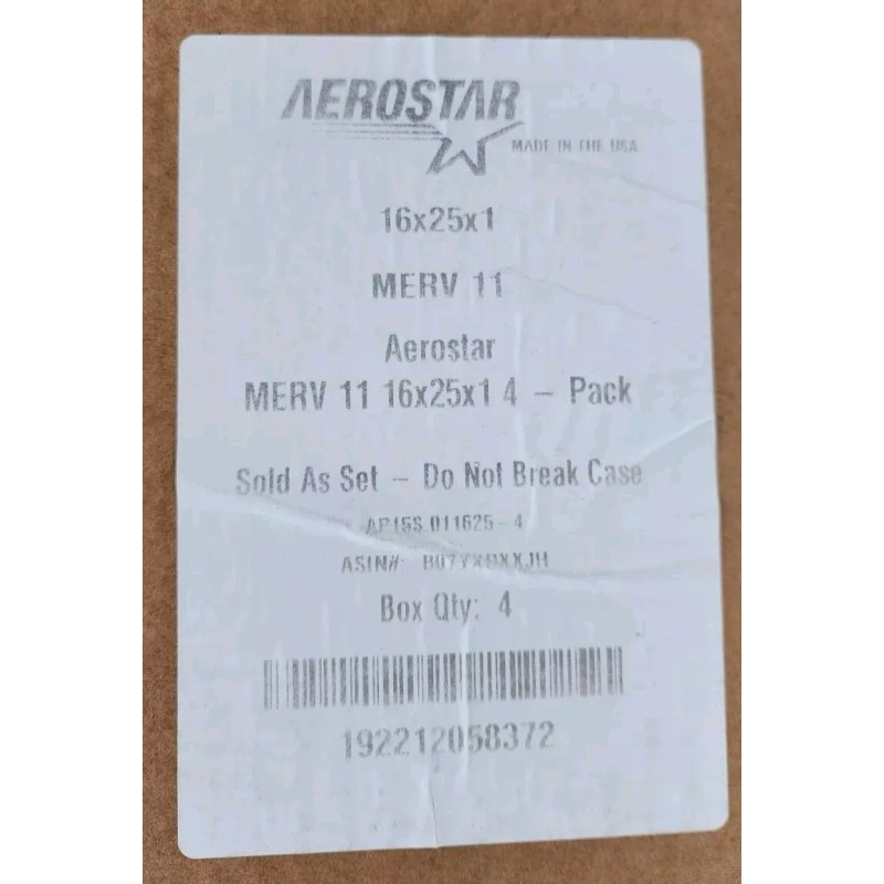 Filter Aerostar 16x25x1 (15.75x24.75x3