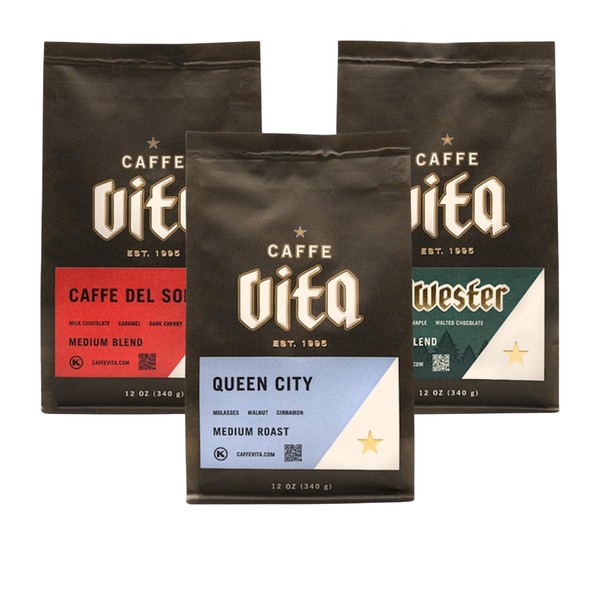 Bean Box Sampler - Roasted by Caffe Vita, 3-Pack, Whole