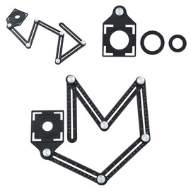 TOPWAY Multi-Function Angle Measuring Ruler, Aluminum Alloy Metal Angle Template Tool with Ceramic Tile Hole Punch Locator Hole Drill Guide for Builders, Craftsmen, Carpenters, Designers, DIY