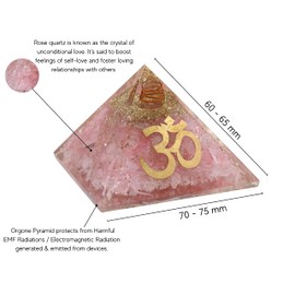 Amazing Gemstone Large Orgone Pyramid | Rose Quartz Pyramid Crystal | OM Orgonite Pyramid | Organ Pyramids Positive Energy Healing