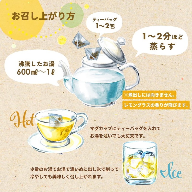 Wakuwakuen Lemon Mulberry Tea Bags (60 Packs), Lemongrass, Mulberry Leaf