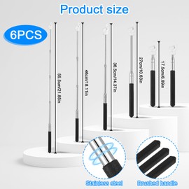 Classicseali 6PCS Extendable Pointer,Classroom Pointer Retractable 2 White Fingers, Multifunctional Teacher Pointers Stick, Classroom Supplies for Primary School and Kindergarten Teachers, Black