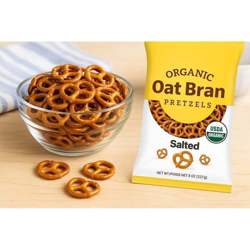 Organic Oat Bran Pretzels, Salted, 8 oz, USDA Organic, Kosher,