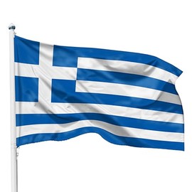 PHENO FLAGS Greece Flag - Greece Flag 90 x 150 cm with Brass Eyelets - Durable Flag for Flagpole - 100% Polyester