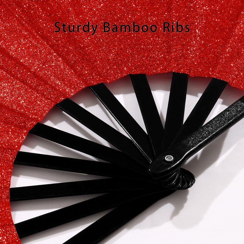 Dremisland 2 Pack Glitter Folding Hand Fans Large Shiny Popping