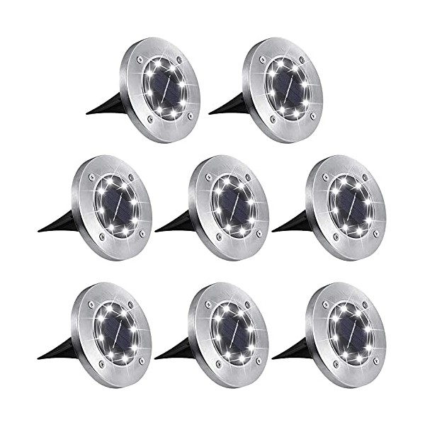Aogist Solar Ground Lights,8 LED Garden Lights Patio Disk Lights In-Ground Outdoor Landscape Lighting for Lawn Patio Pathway Yard Deck Walkway