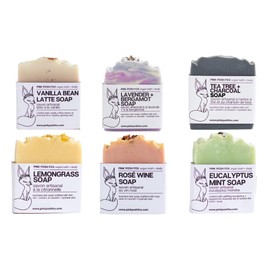 Pink Posh Fox, 6 pack Soap Gift Set, Vegan, Palm Oil Free, Ethically Sourced, Cold Pressed, Cold Process Natural Soap, Variety Pack, Most Popular Scents, Essential Oil Solid Soap Bar, Sensitive Skin Safe Soap for Face and Body, Canadian Made, Bachelorett