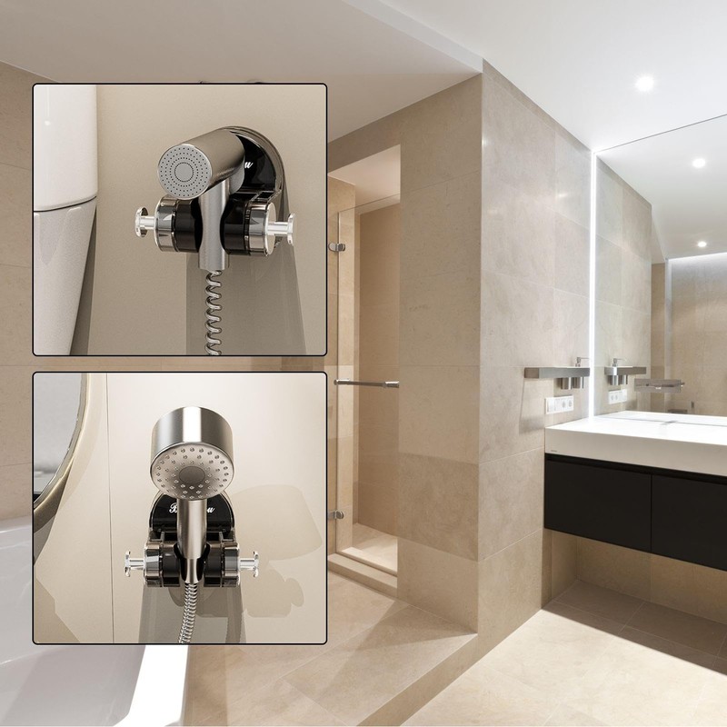 Integrated Suction Cup Shower Rack - Adjustable Wall Mounting Shower