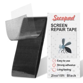 Secopad Black Screen Repair Tape, 2IN X 15FT (180IN) Window Screen Door Repair Kit, Strong Adhesive Fiberglass Screen Patch Tape Mesh Repair