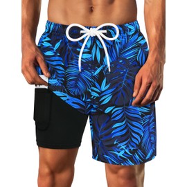 Mens Swimming Trunks with Compression Liner Men's Bathing Suits Mens Board Shorts Swimwear Men Swimming Trunks for Men