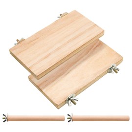 Roundler 4 PCS Bird Perch Stand Platform Toy, Natural Wood Parrot Perch Stand Stick Play Exercise Gym Bird Cage Accessories Toys for Parrot, Budgies, Parakeet, Cockatiels, Conure, Lovebirds (Style 1)