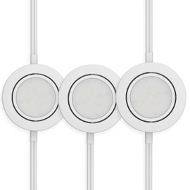 GETINLIGHT 2.75" Wide 4000K Swivel and Dimmable Wired LED Puck Lights Kit, Plug-in or Hardwired Installation, Recessed or Surface Mounted, White Finished, Set of 3, IN-0107-3-40