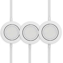 GETINLIGHT 2.75" Wide 4000K Swivel and Dimmable Wired LED Puck Lights Kit, Plug-in or Hardwired Installation, Recessed or Surface Mounted, White Finished, Set of 3, IN-0107-3-40