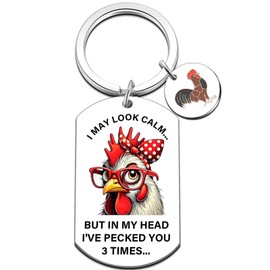 Funny Chicken Keychain Gifts For Women Men White Elephant Gifts For Adults Inappropriate Sarcastic Gag Gift For Coworker Boss Friend Cool Chicken Lover Gift For Him Her Funny Chicken Themed Stuff