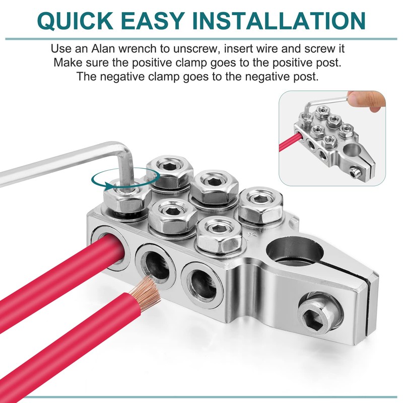 Battery Terminal Connectors, 12-Way Battery Terminal Clamps, BetyBedy Battery Terminals