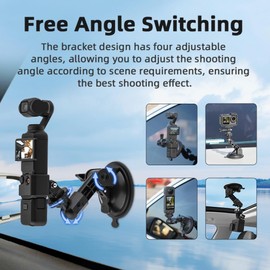 Suction Cup Mount Compatible with DJI Osmo Pocket 3, Upgraded Action Camera Car Mount Windshield Window Dash Holder Kit Pocket 3 Accessories Adapter for Insta360 X4/X3 for GoPro for Action 5/4 Pro