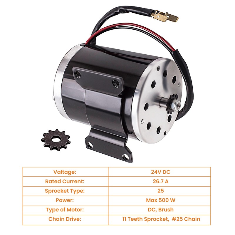 maXpeedingrods 500W 24V DC Brush Electric Motor ZY1020 with Bracket