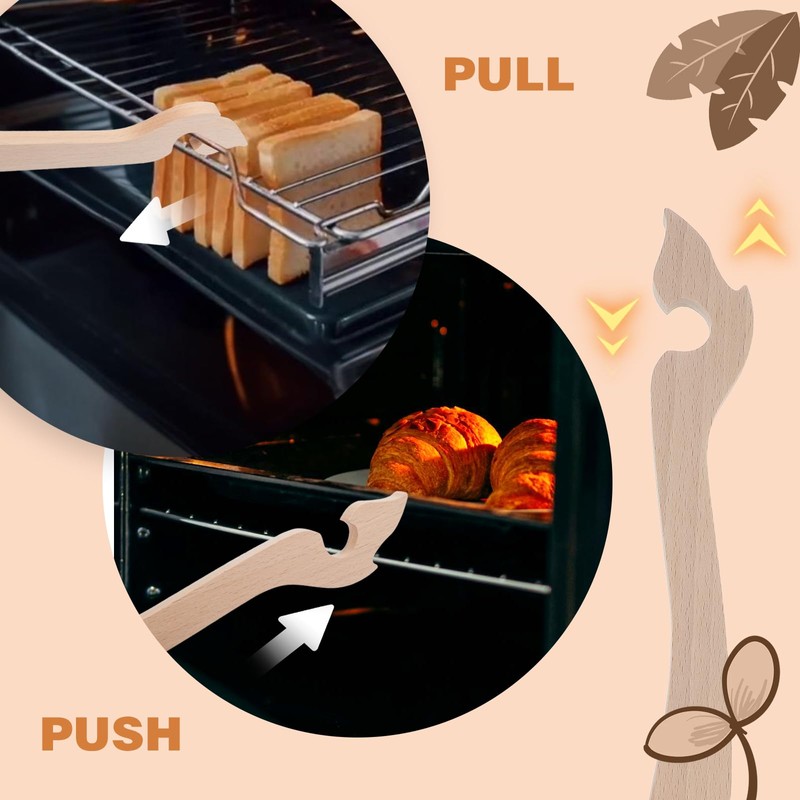 Ymapinc 2Pcs Oven Rack Puller Wood Oven Rack Push Pull