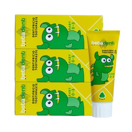 Betadent Set of 3 Toothpastes for Children 0 to 3 Years, Fluorine Free, Pear Flavour, Anti-Paint, Easier Teething Effect, Natural Formulation, 3 x 75ml
