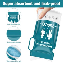 Pack of 12 Urine Bags for On the Go, Disposable Urine Bags with Handle, 750 ml Pee Bag for On the Go for Men Women Children, Emergency Toilets with Gel for Camping Toilets Travel Jam Vomit Bags