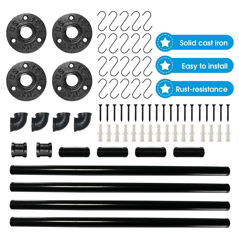 Bailoo Industrail Pipe Pot Pan Rack, Wall mount Pot hangers