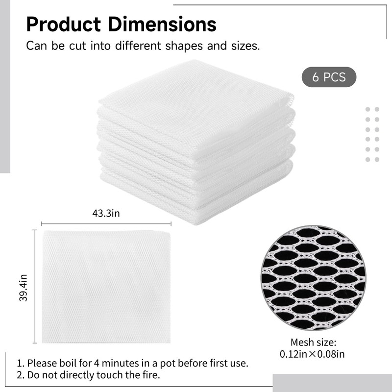 6 Pcs Rice Net, 43.3"×39.4" Sushi Rice Cooking Net, Non-Stick