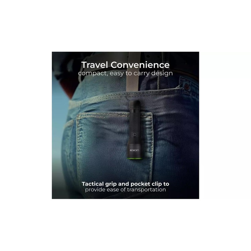 Handyfix Luceco LED Tactical Flashlight, Black with Green Trim, High-Power