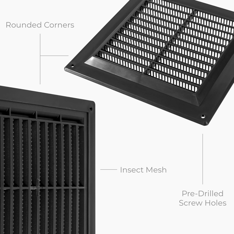 HVAC OV 4 x 4 Inch (Duct Opening Size) Black