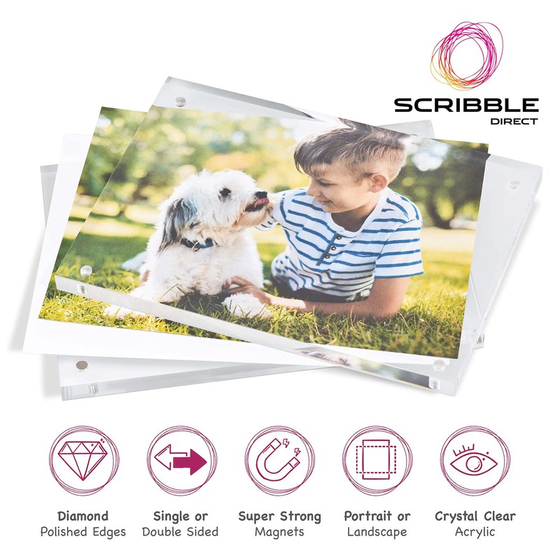 Scribble 7 x 5 Inch Acrylic Photo Frame/Block, Free Standing,