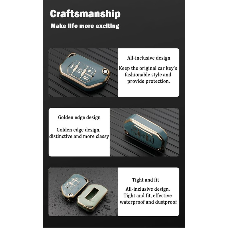 SANRILY 4 Button Key Fob Case for Jeep Wrangler JL