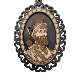 Guru Gobind Singh ji Picture | 3D Engraved | Car Hanging Oval Block | 3D Engraving
