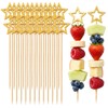 Gold Star Cocktail Picks - 50 PCS Decorative Fancy Toothpicks