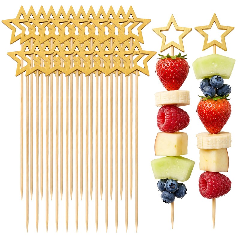 Gold Star Cocktail Picks - 50 PCS Decorative Fancy Toothpicks