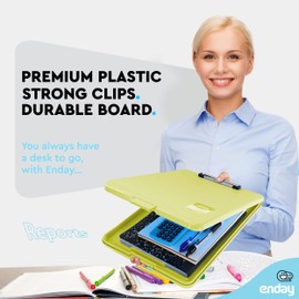 Plastic Clipboard with Storage - Heavy Duty Plastic Storage Clipboard with Low Profile Clip with Storage Compartment Case Letter Size, Also Avail in Purple, Blue, Pink, Red, Grey, Black –by Enday