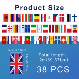 1 Pack Eurovision Party Decorations,Eurovision Bunting,38 National Flags Eurovision Song Contest Basel Switzerland 2025 Celebration Themed Fabric Bunting for Garden,Bar,Street Party Decoration