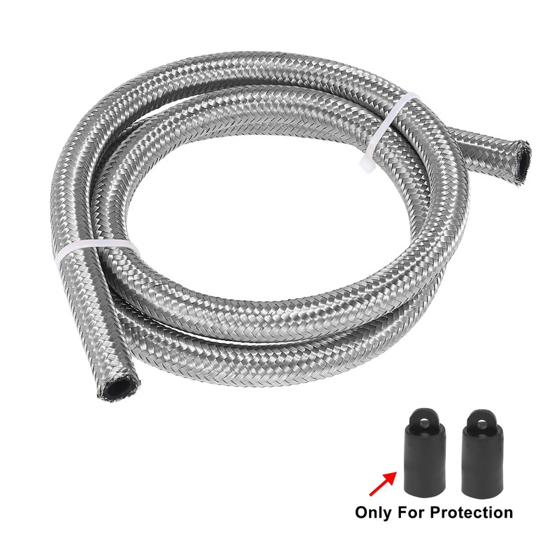 X AUTOHAUX Car Stainless Steel Braided Mesh Hose 3.3ft 3/8"