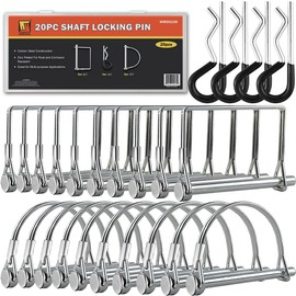 Wellmax 20 Pcs Shaft Locking Pin in 1/4 Diameter Zinc-Plated Heavy Duty Safety Pins, Bonus 4 Pcs Heavy Duty Trailer Hitch Pin for Trailer Lock and Hitch Pin Lock for Farm Lawn Garden Wagons (Silver)