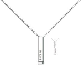 Generic Be Kind Of A B Necklaces For Women Hidden Message Necklace Best Friends Sorority Sisters Inspirational Bar Necklace Stainless Steel Friendship Necklace Inspirational Gifts for Women (Silver1)