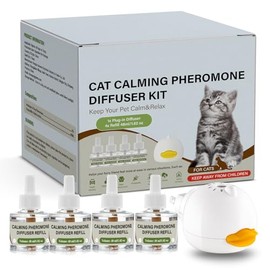 Difusor De Feromonas Calmantes para Gatos Kit con 1 Difusor y 4 Recargas De 48ml Relajante para Gatos Alivia Ansiedad y Promueve Calma En Hogares...  