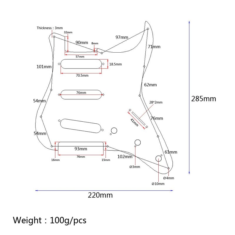 Alnicov 11 Hole Sss Guitar Strat Pick Guard Fits For