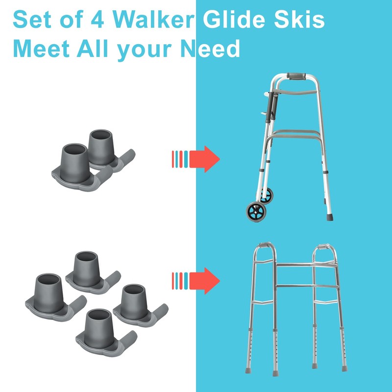 Dotday 4 Pack Walker Skis Glides for Folding Walkers, Essentials