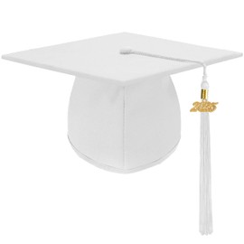 Unisex Adult Matte Graduation Cap Graduation Hat with Tassel Adjustable for High School and College (White)